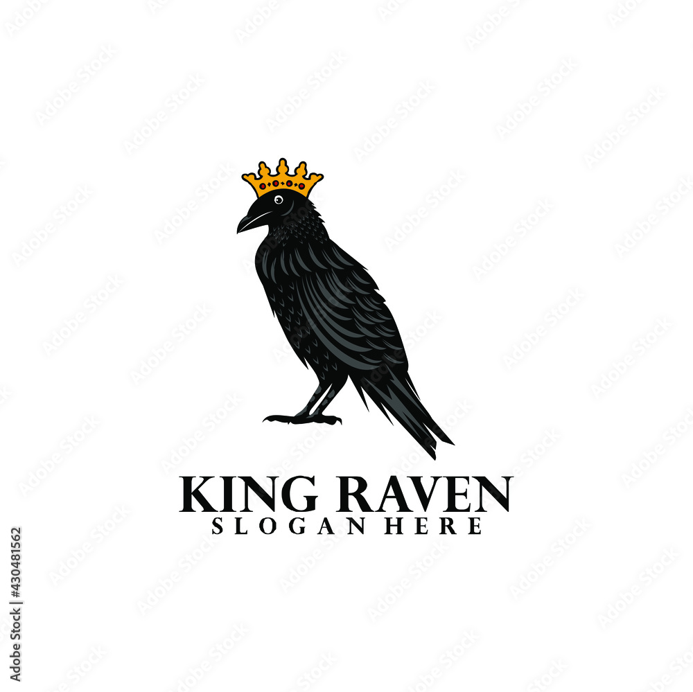 Fototapeta premium king raven black vector logo design