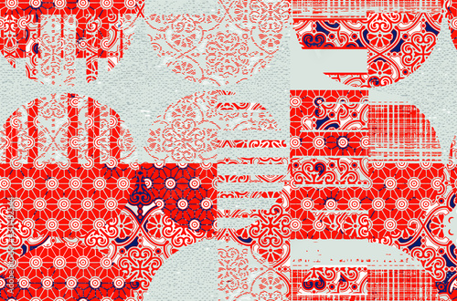 Organic neutral   textures, Watercolour collage print Japan folk pattern. Organic textile. Japanese natural texture. Indigo batik vector 
