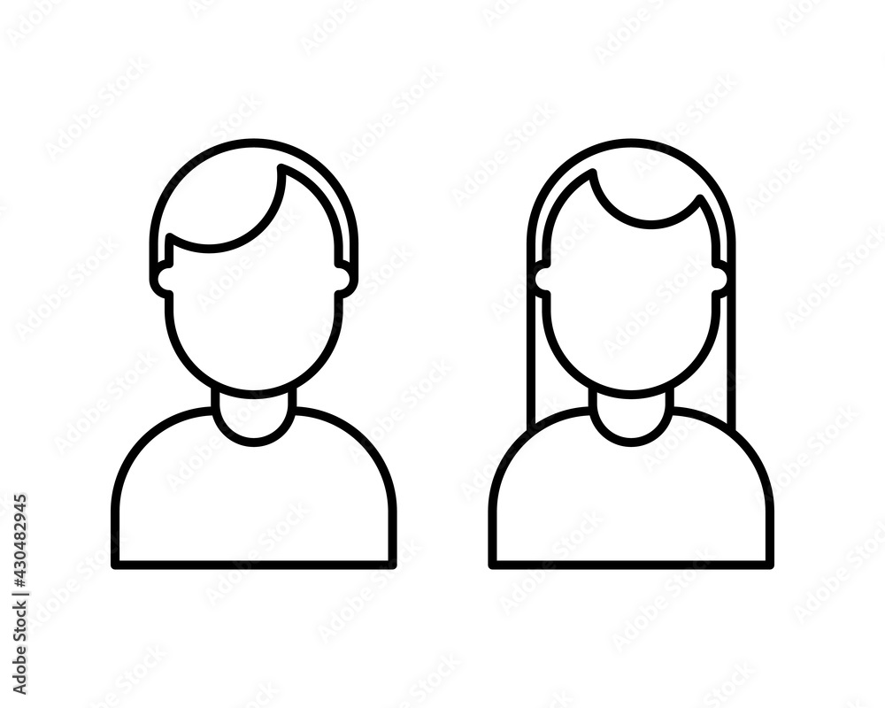 Male and female icon thin line for web and mobile, modern minimalistic flat design. Vector dark grey icon on white background. Male and female icon thin line for web and mobile, modern minimalistic flat design. Vector dark grey icon on white background.