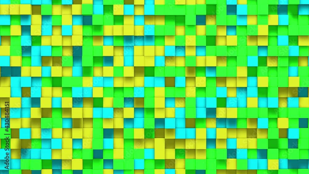 Multicolored small box cube random geometric background. Abstract square pixel mosaic illustration. Land block background. Fantasy fractal design. Digital art. 3d animation loop of 4K Multicolored small box cube random geometric background. Abstract square pixel mosaic illustration. Land block background. Fantasy fractal design. Digital art. 3d animation loop of 4K