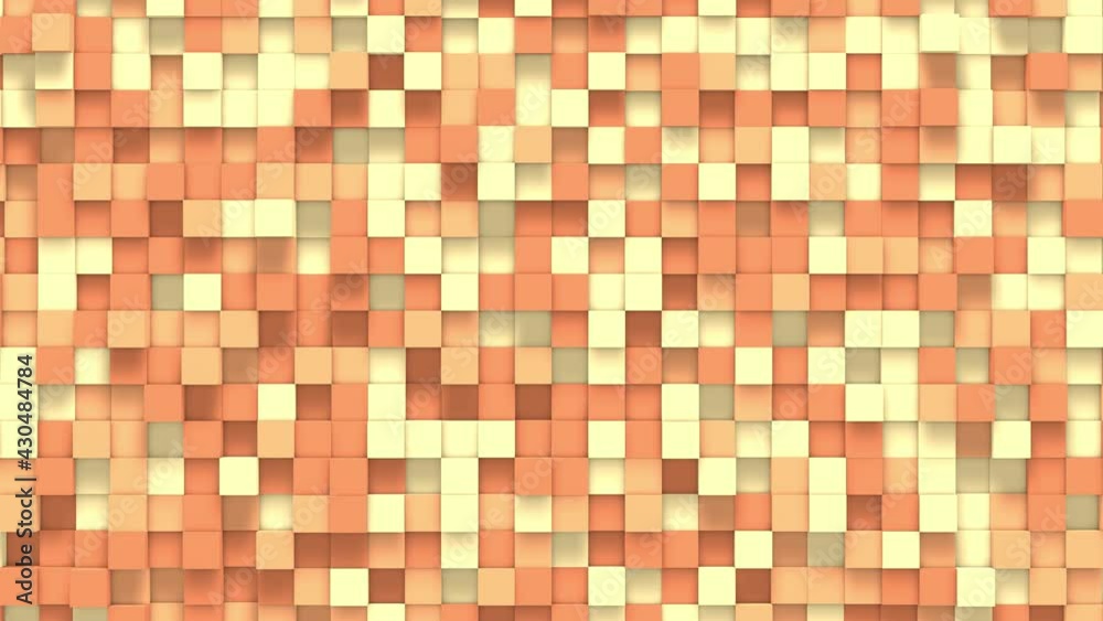 Orange yellow small box cube random geometric background. Abstract square pixel mosaic illustration. Land block background. Fantasy fractal design. Digital art. 3d animation loop of 4K Orange yellow small box cube random geometric background. Abstract square pixel mosaic illustration. Land block background. Fantasy fractal design. Digital art. 3d animation loop of 4K