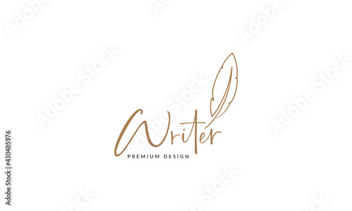 writer feather classic logo symbol icon vector graphic design illustration