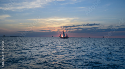 Key West Florida at sunset on a sunset sail from the island 