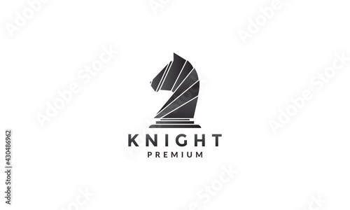 geometric knight chess abstract logo symbol icon vector graphic design illustration