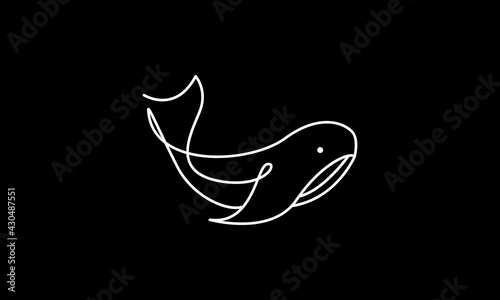 single lines art orca whale logo symbol icon vector graphic design illustration