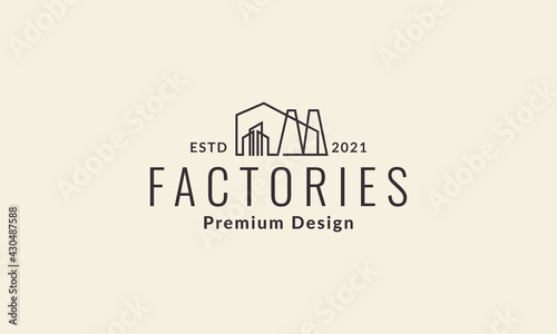 lines factory or industry building logo symbol icon vector graphic design illustration