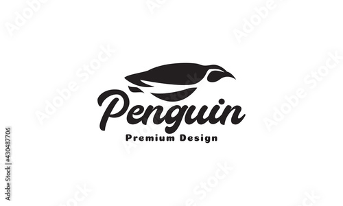 silhouette modern bird penguin swim logo symbol icon vector graphic design illustration