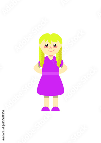 blonde hair littlegirl in short purple dress