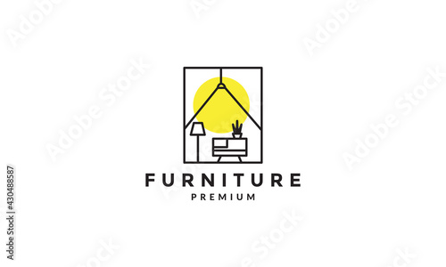 interior furniture sofa with light logo vector symbol icon design graphic illustration
