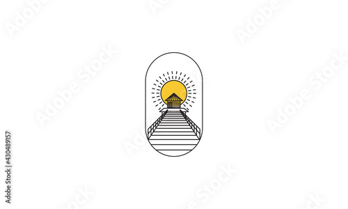 lines pier with home logo vector symbol icon design graphic illustration