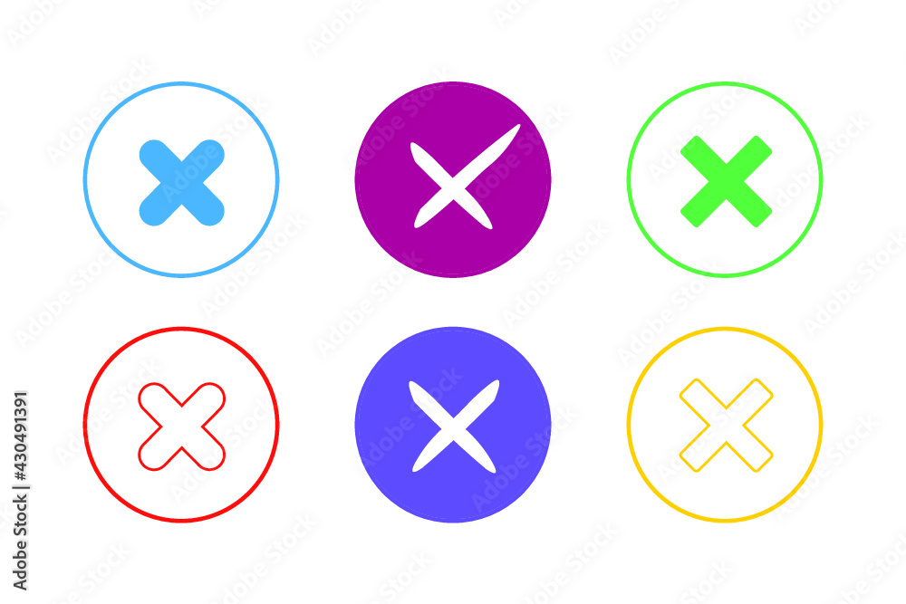 Colorful Multiplication Icon Set Colorful Multiplication Icon Set