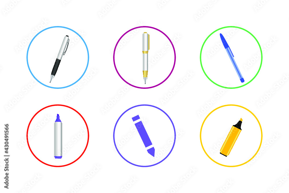 Colorful Pen Icon Set Colorful Pen Icon Set
