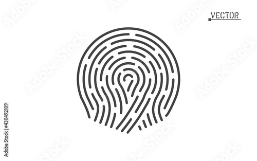 Round fingerprint, lines. Icon, logo. concept. Vector object isolated background.
