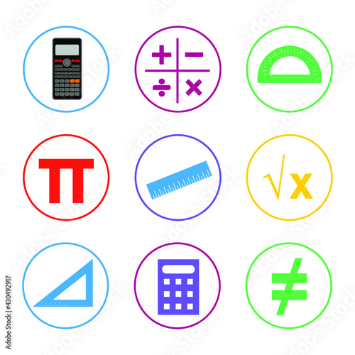 Colorful Math Icon Set © Vectoro