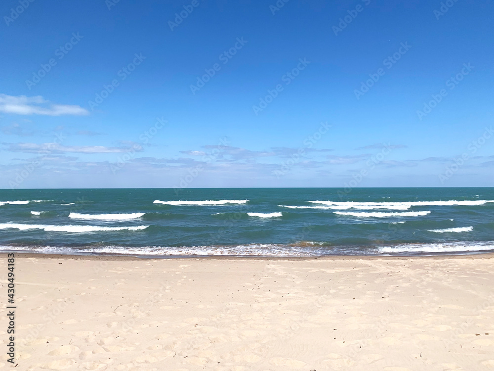 View of Lake Michigan from beach at Indiana Dunes National Park lakeshore - Chesterton, IN USA