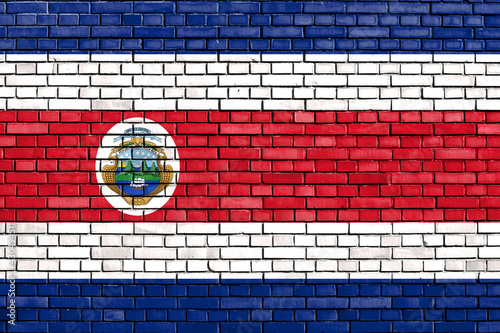 flag of Costa Rica painted on brick wall