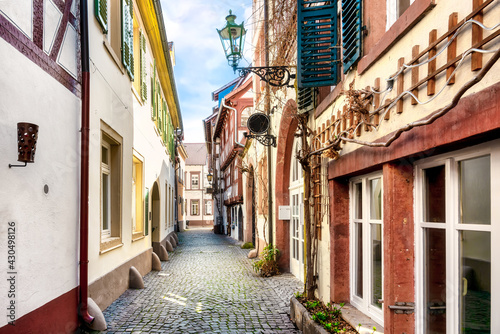 Narrow street in the old town of Neustadt an der Weinstrasse in the Pfalz, Germany