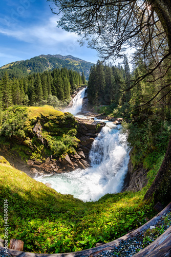 Impressive view on the krimml waterfalls in austria  Krimmler Wasserf  lle 