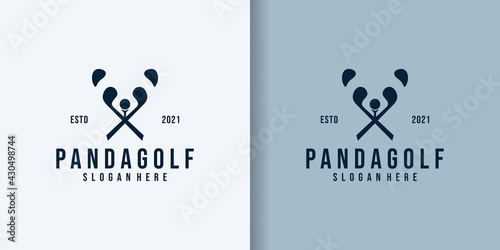 panda and golf silhouette vector logo