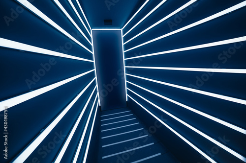 abstract light strokes corridor and door exit