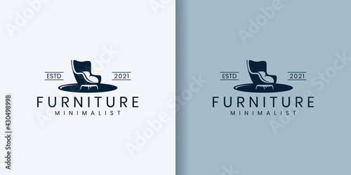 Abstract furniture logo design concept. Symbols and icons of chairs, sofas, tables and household furniture.