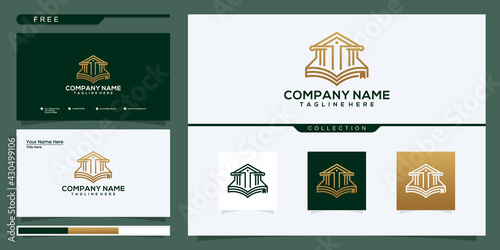 Law Education Logo Template Design Vector and business card