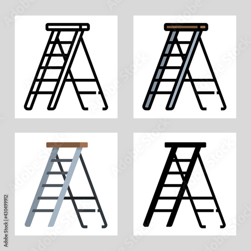 stair construction icon vector design in filled, thin line, outline and flat style.