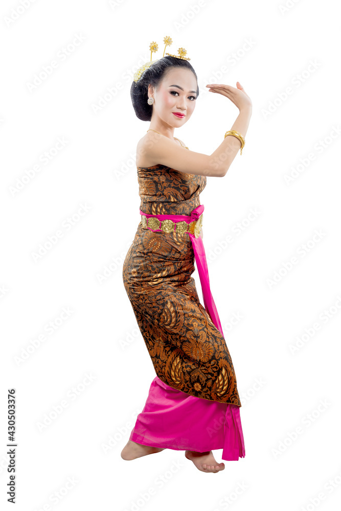Asian woman dancing Java traditional dance (Sekar Puri dance) Asian woman dancing Java traditional dance (Sekar Puri dance)