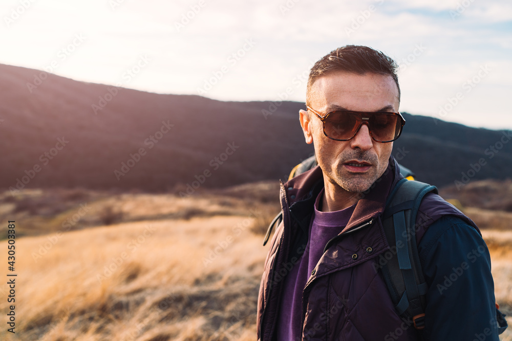 Male hiker in the mountain