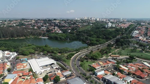 Aerial drone view of the city of Campinas, São Paulo