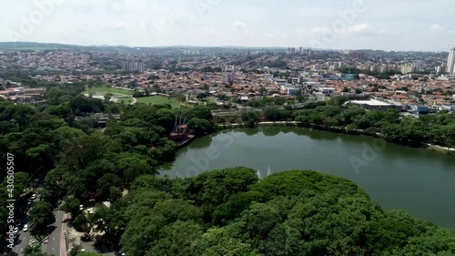 Aerial drone view of the city of Campinas, São Paulo