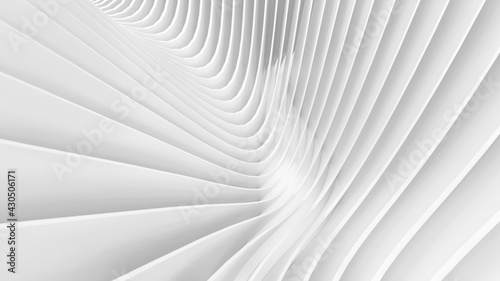 Abstract Curved Shapes. White Circular Background.