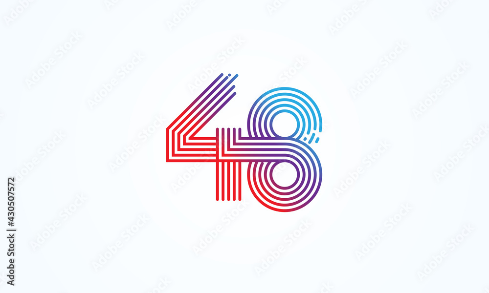 Abstract 48 Number Logo, number 48 monogram line style, usable for anniversary, business and tech logos, flat design logo template, vector illustration Abstract 48 Number Logo, number 48 monogram line style, usable for anniversary, business and tech logos, flat design logo template, vector illustration