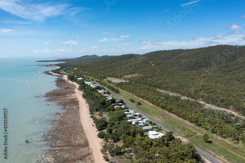 Aerial view of Clairview  a town on the Bruce Highway halfway between Rockhampton and Mackay  Queensland  Australia