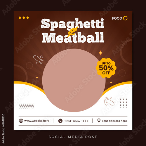 Spaghetti and meatball social media post template