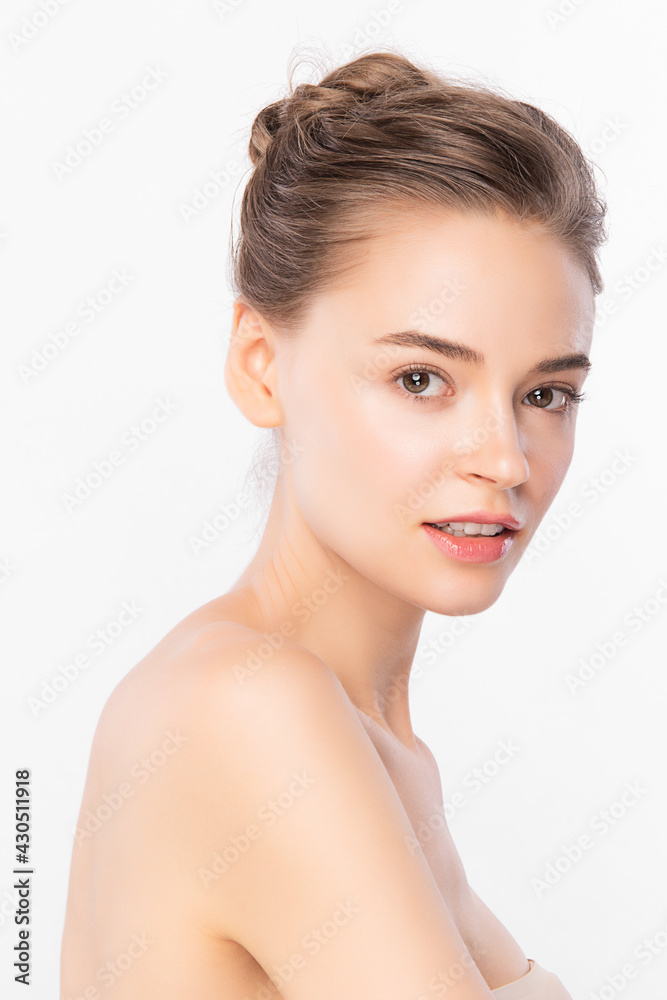 Beautiful young woman with clean fresh skin on white background, Face care, Facial treatment, Cosmetology, beauty and spa, women portrait. Beautiful young woman with clean fresh skin on white background, Face care, Facial treatment, Cosmetology, beauty and spa, women portrait.