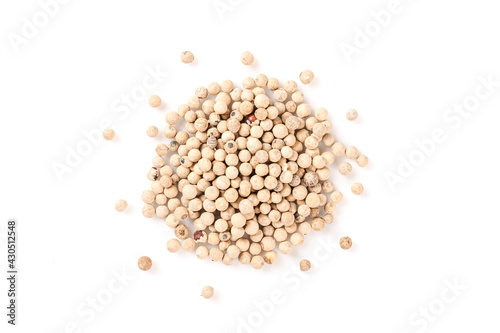 White pepper corn isolated on white background.
