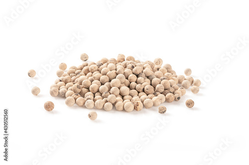 White pepper seeds isolated on white background
