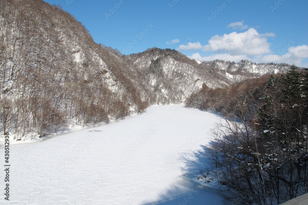 snow covered mountains and lake snow covered mountains and lake