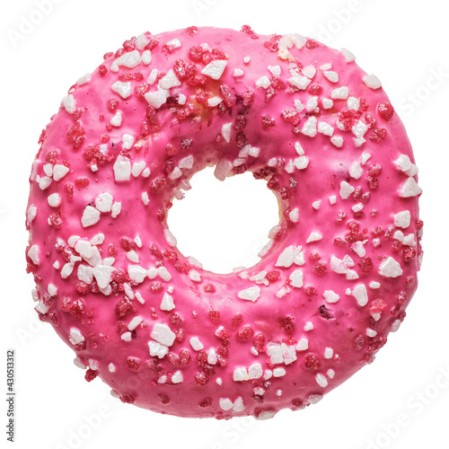 Fresh pink strawberry doughnut