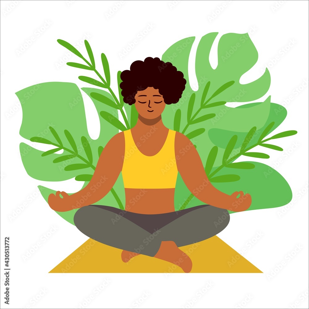 girl sitting in lotus position and meditating. color vector illustration girl sitting in lotus position and meditating. color vector illustration