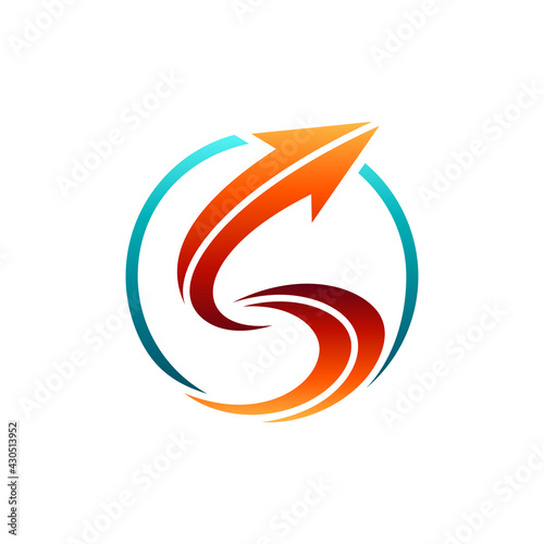 Arrow letter S flat logo template ready for use