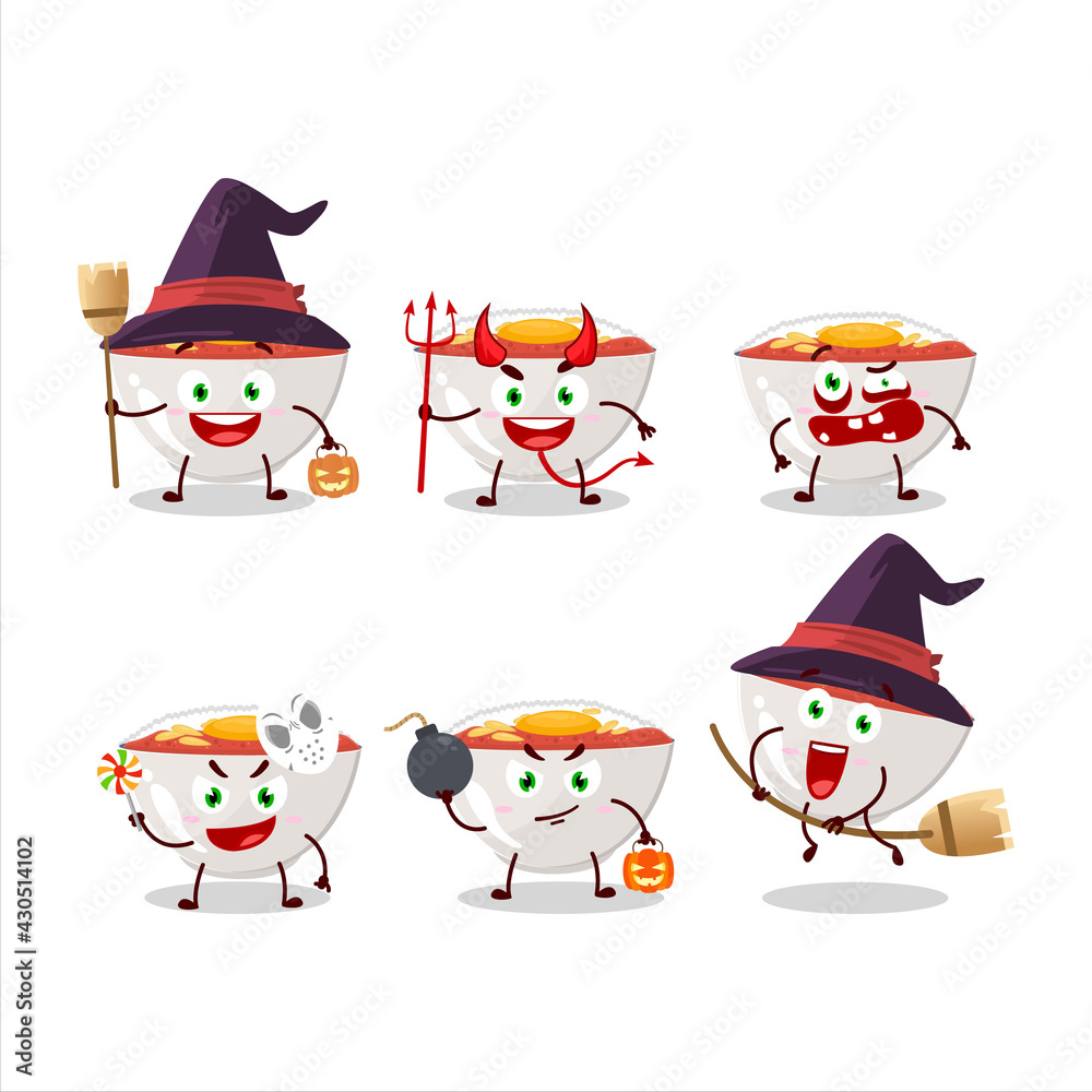 Halloween expression emoticons with cartoon character of gyudon Halloween expression emoticons with cartoon character of gyudon