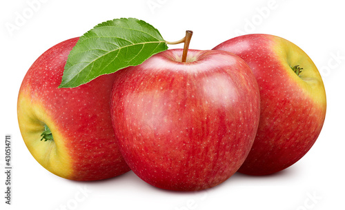Apple fruits and apple half. Isolated on a white background