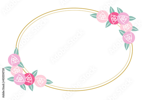 バラのフレーム素材　楕円　コーナー