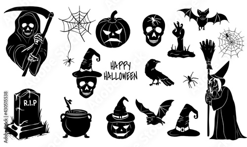 halloween set. silhouette. vector. eps