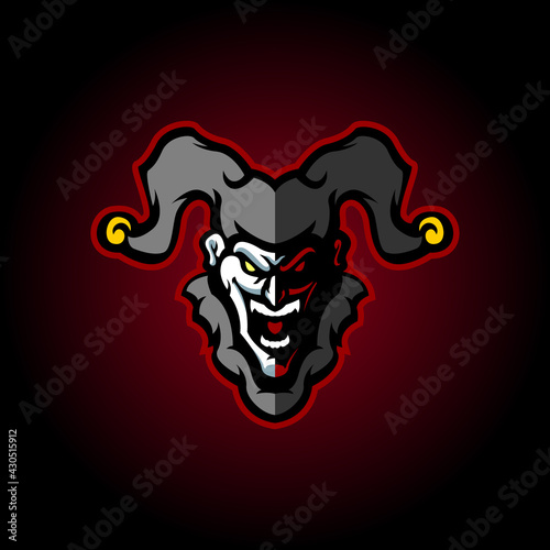 laughing jester mascot logo, smiling clown logo