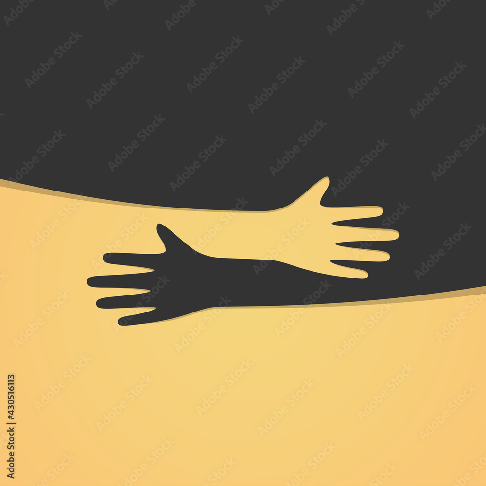 Fototapeta premium Hugging hands. Arm embrace, relationship hugged hands