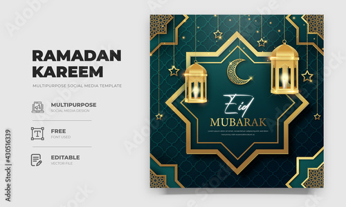 Realistic Eid Murabak Social Media Post Template