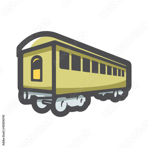 Retro railway Carriage Vector icon Cartoon illustration